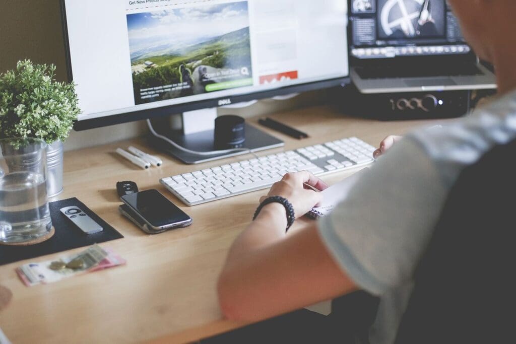 Free man designing website layout